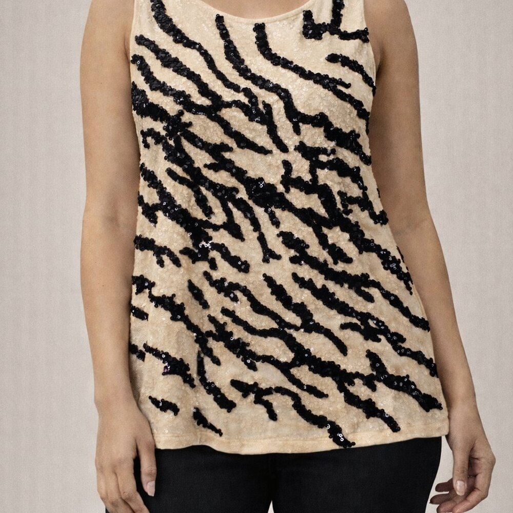 Liz Claiborne Collection White Sequined Top Sz 14 Special Occasion